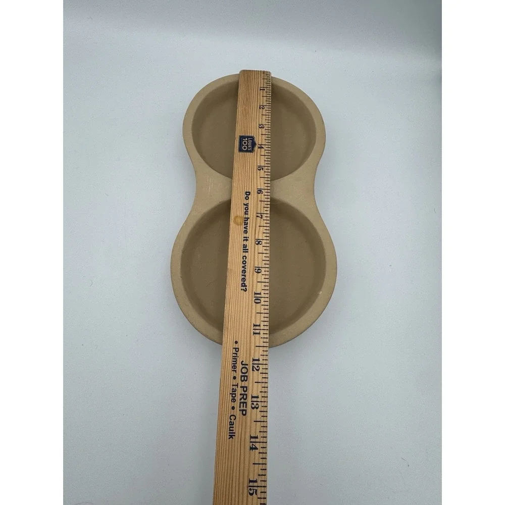 The Pampered Chef Stoneware Mini Baker #161 Double Bowl USA Brown Clay Dish